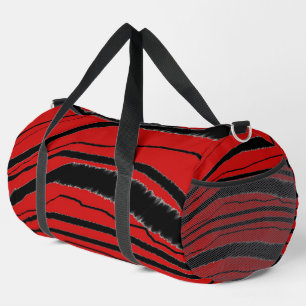 Black And Red Animal Print Duffle Bag