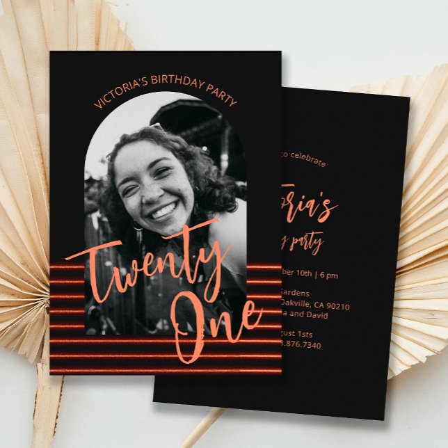 Black and Red Arch Photo 21st Birthday Party  Invitation (Creator Uploaded)