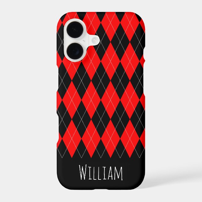 Black and Red Argyle Pattern iPhone 7/8 Case (Back)