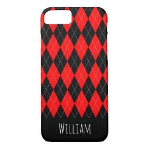 Black and Red Argyle Pattern iPhone 7/8 Case