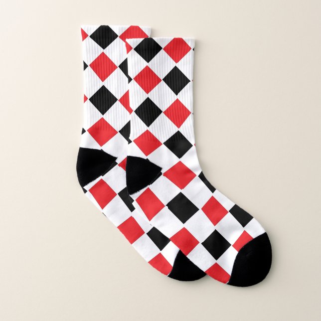 Black and Red Argyle Pattern  Socks (Pair)