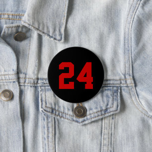 Black and Red Athlete Jersey Number 7.5 Cm Round Badge