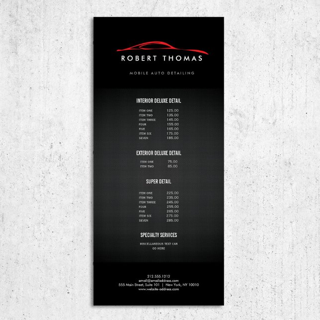 Black and Red Auto Detailing, Auto Repair Rack Card (Creator Uploaded)