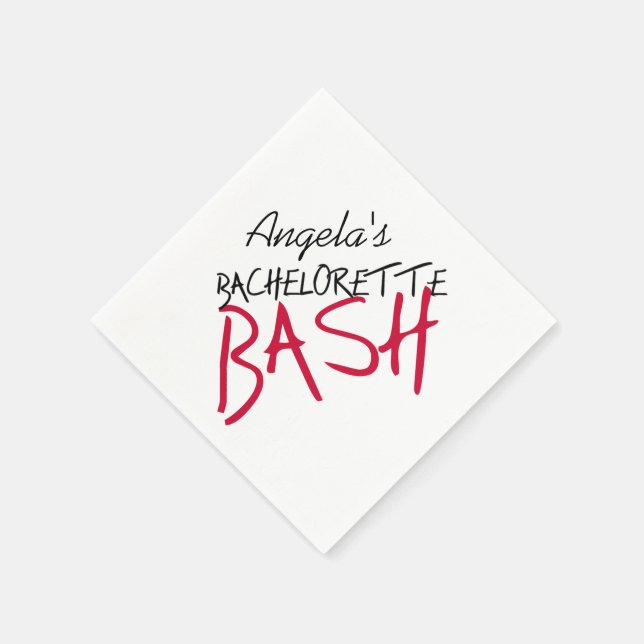Black and Red Bachelorette Bash Paper Napkins (Corner)