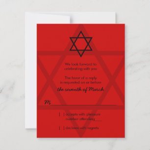 Black and Red Bar Mitzvah RSVP Reply Card