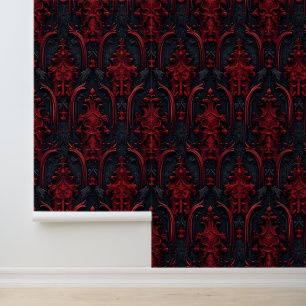 Black and Red Baroque Gothic Halloween Wallpaper