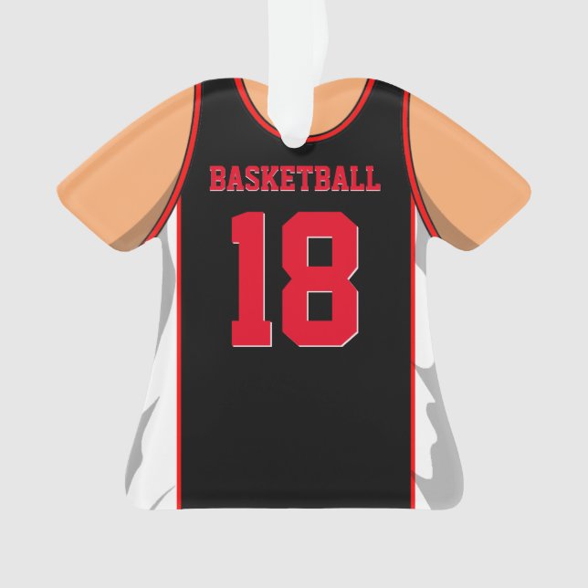 Black and Red Basketball Ornament (Front)