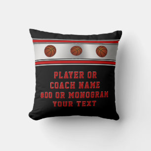 Black and Red Basketball Pillow for Seniors, Coach