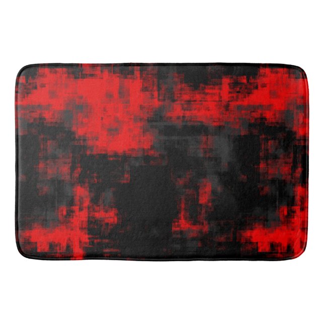 Black and Red  Bath Mat (Front)