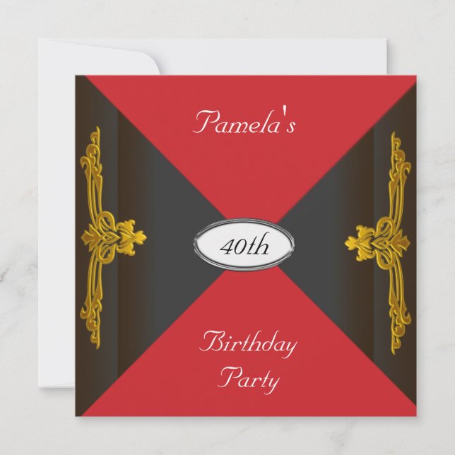 Black and Red Birthday Party Invitation (Front)