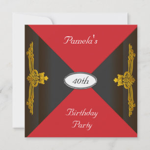 Black and Red Birthday Party Invitation