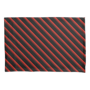 Black and Red Blended Diagonal Stripes Pillowcase