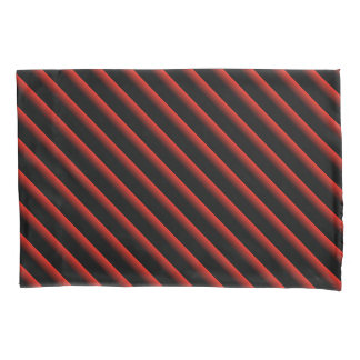 Black and Red Blended Diagonal Stripes Pillowcase