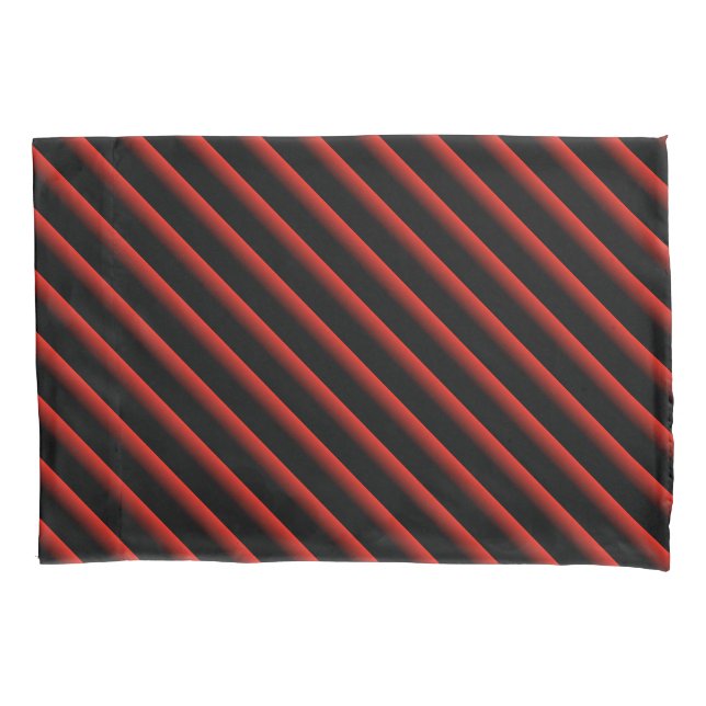 Black and Red Blended Diagonal Stripes Pillowcase (Front-Left)