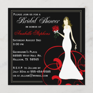 Black and Red bridal Shower Invitation