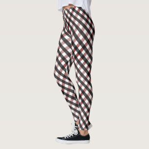 Black and Red Buffalo Check Christmas Pattern Leggings