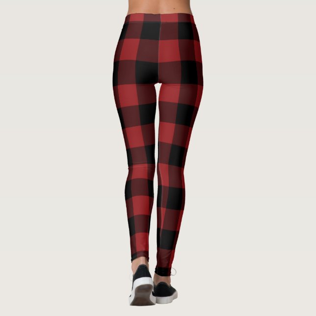 Black and Red Buffalo Check Leggings (Back)