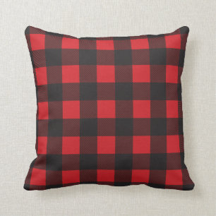 Black and Red Buffalo Check Plaid Cushion