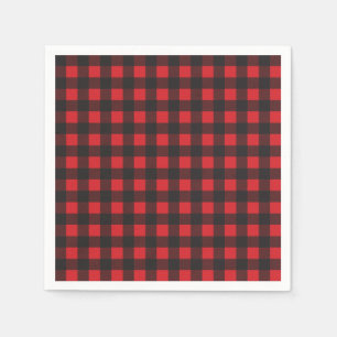 Black and Red Buffalo Check Plaid Napkin