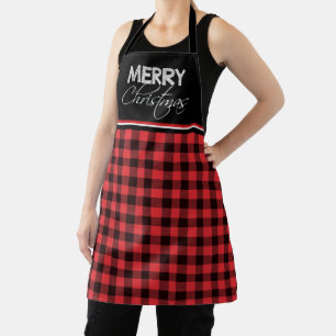Black and Red Buffalo Plaid  Apron