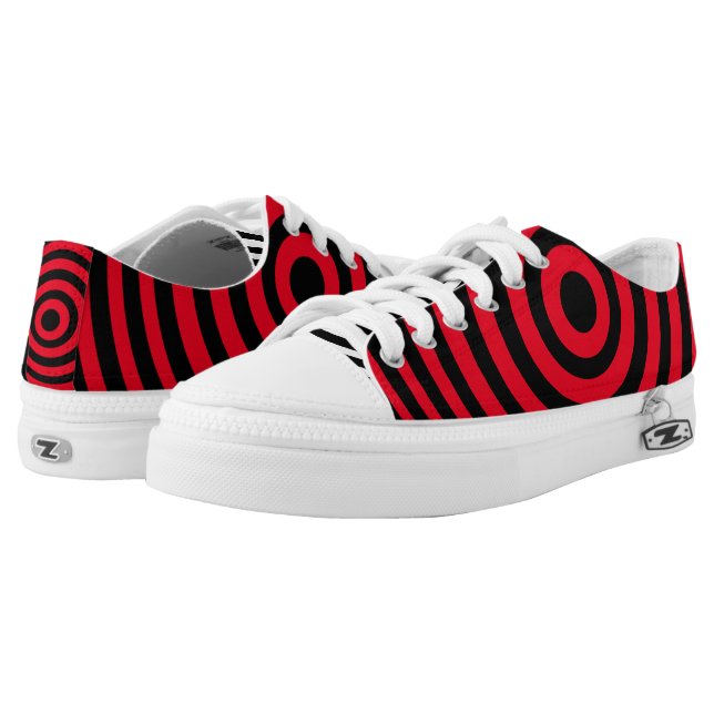 Black and Red Bullseye Low Tops (Pair)