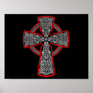 Black and red Celtic cross Poster