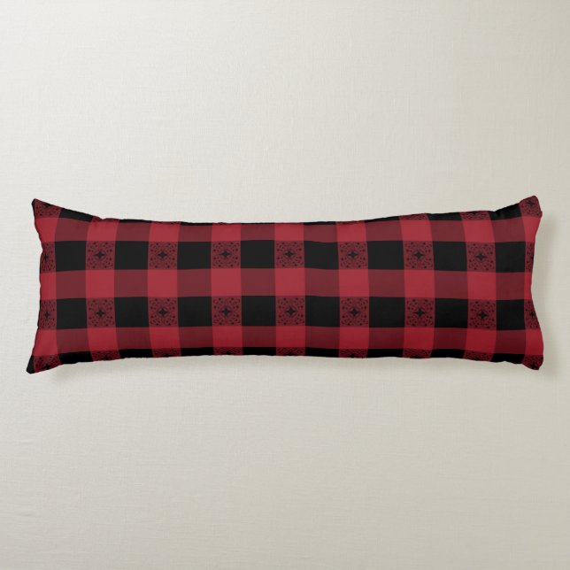 Black And Red Celtic Plaid Body Cushion (Front)
