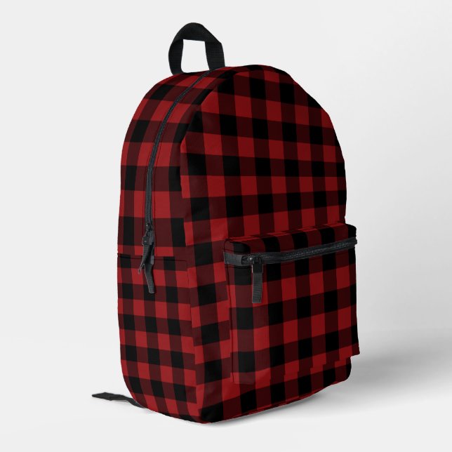 Black and Red Check Backpack (Back Corner Left)