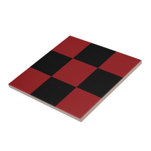 Black and Red Check Ceramic Tile Modern