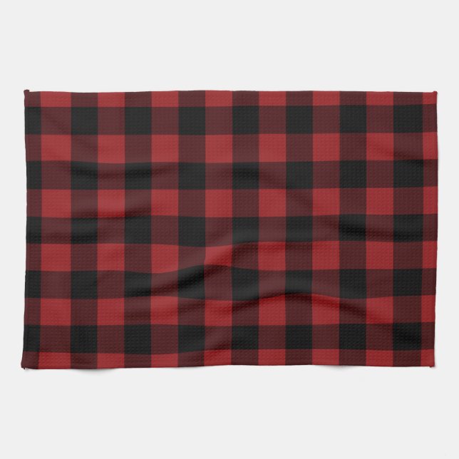 Black and Red Check Kitchen Towel (Horizontal)