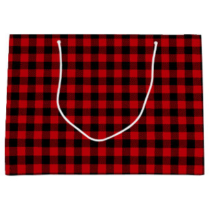 Black and Red Check Pattern Large Gift Bag