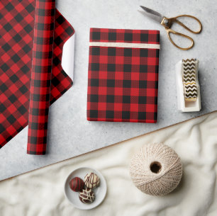 Black and Red Check Pattern Wrapping Paper