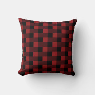 Black and Red Check Throw Pillow