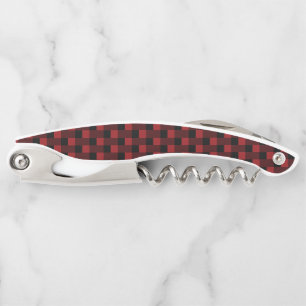 Black and Red Check Waiter's Corkscrew