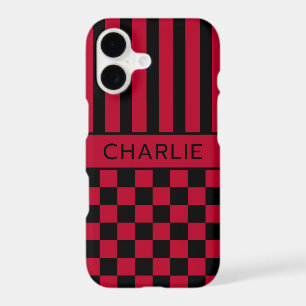 Black and Red Checkered Striped Personalized