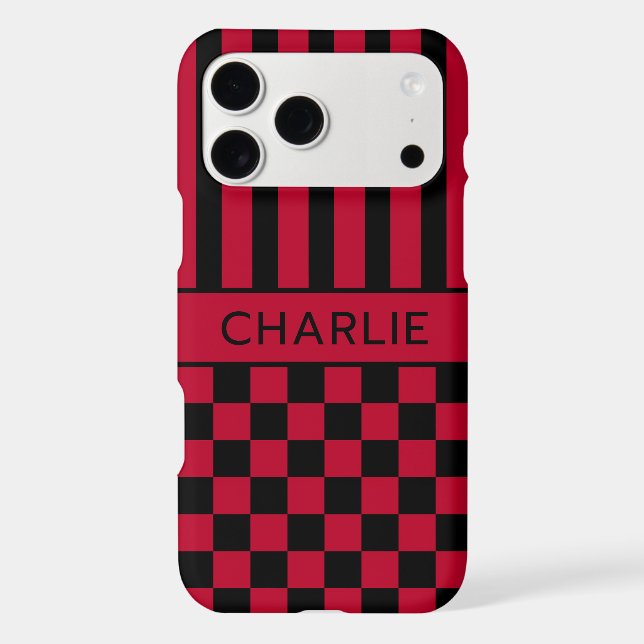 Black and Red Checkered Striped Personalized (Back)