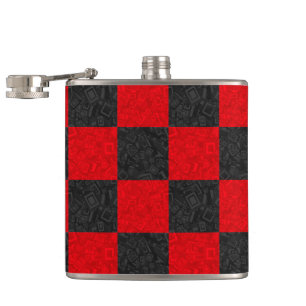 Black and Red Chequerboard Pattern Classic Flask