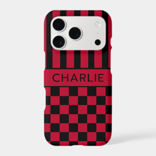 Black and Red Chequered Striped Personalised