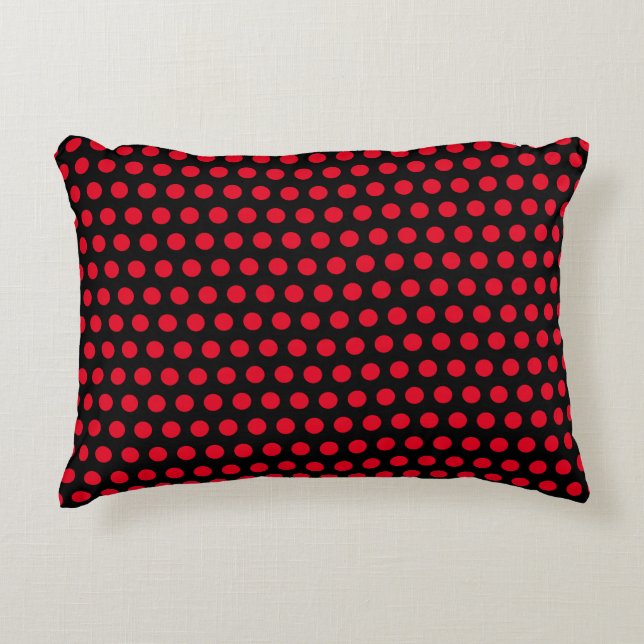 Black And Red Circle Polka Dot Patterns Pretty Decorative Cushion (Front)