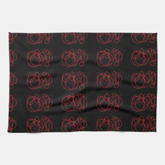Black and Red circles sticker Tea Towel