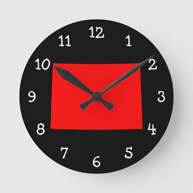Black and Red Colorado Round Clock (Front)