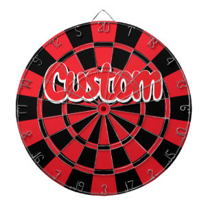 Black and Red Colour White Outlined Custom Text  Dartboard