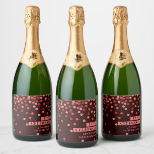 Black and Red Confetti Let’s Celebrate Sparkling Wine Label