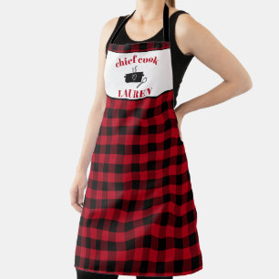 Black and Red Cook Buffalo Plaid Pattern Apron