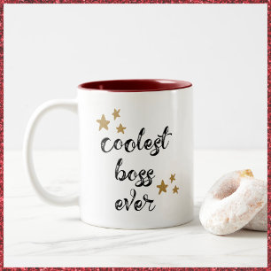 Black and Red Coolest Boss Ever  Two-Tone Coffee M Mug