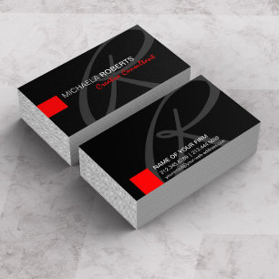 Black and Red Creative Consultant Elegant Monogram Business Card