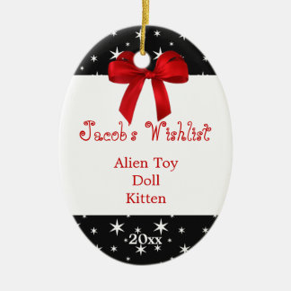 Black and Red Custom Wishlist Ornament
