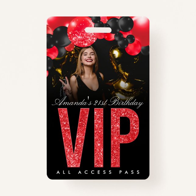 Black and Red Customisable VIP All Access Badge ID Badge (Front)