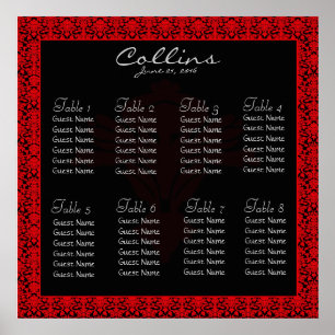 Black and Red Damask Seating Chart