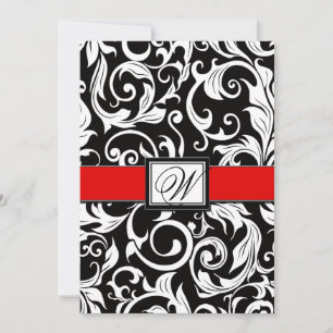 Black and Red Damask Wedding Invitations